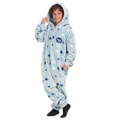 Snuggs Kids Blanket Onesie Pastel Blue Stars